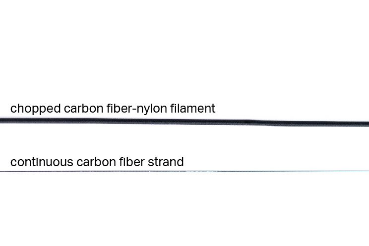 filamento in fibra non continua e filo continuo di fibra di carbonio